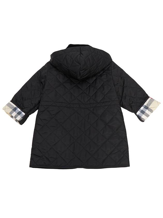 Kids Corduroy Collar Diamond Hooded Quilted Jacket Black - BURBERRY - BALAAN 5