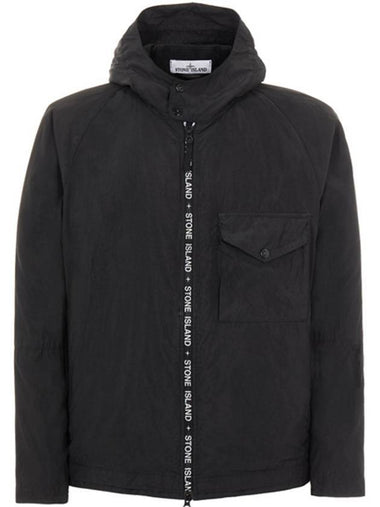 Logo Zipper Cupro Nylon Hooded Jacket Black - STONE ISLAND - BALAAN 1