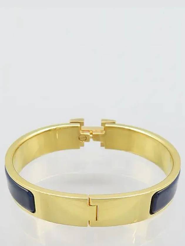 CLIC Click Ash gold plated dark blue color PM bangle bracelet - HERMES - BALAAN 4