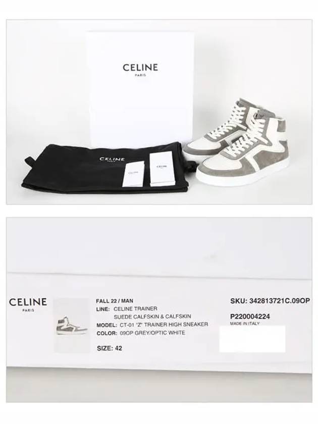 CT01 Z Trainer Suede Calfskin High Top Sneaker Grey - CELINE - BALAAN 6