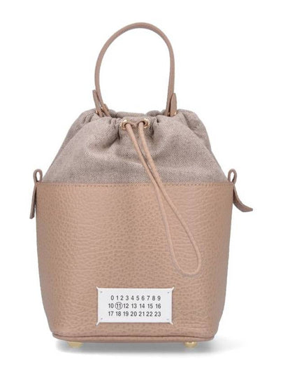 5AC Number Logo Texture Leather Bucket Bag Beige - MAISON MARGIELA - BALAAN 2