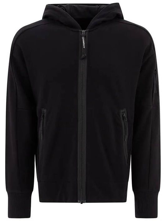 Diagonal Raised Fleece Hooded Jacket Black - CP COMPANY - BALAAN 2