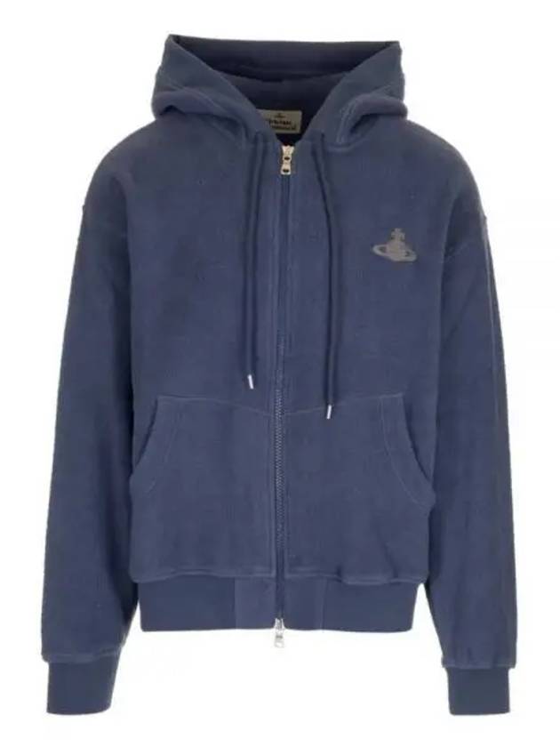 of Logo Organic Cotton Hooded Zip-Up Patrol Blue - VIVIENNE WESTWOOD - BALAAN.