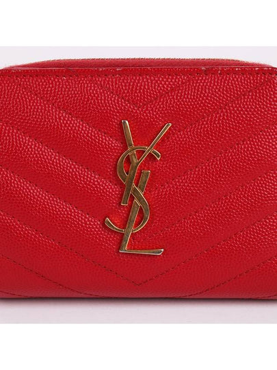 YSL gold plated red women s wallet 403723 - SAINT LAURENT - BALAAN 2