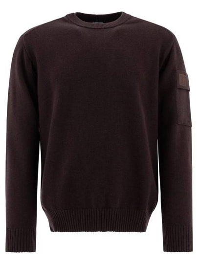 Merino Wool Crew Neck Knit Top Brown - CP COMPANY - BALAAN 2