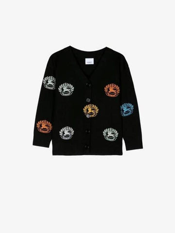 Kids All-Over Logo Wool Cardigan Black - BURBERRY - BALAAN 1