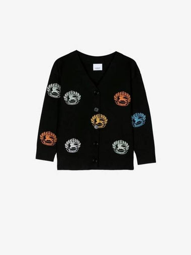 Kids All-Over Logo Wool Cardigan Black - BURBERRY - BALAAN 1