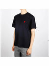 Small Heart Logo Short Sleeve T-Shirt Black - AMI - BALAAN 3