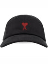 Embroidered Heart Logo Ball Cap Black - AMI - BALAAN 3