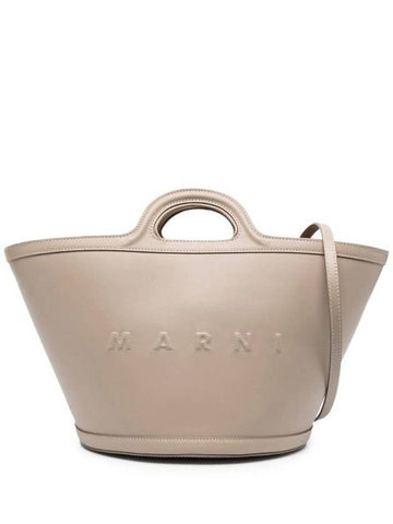 Tropicalia Small Leather Tote Bag Beige - MARNI - BALAAN 1