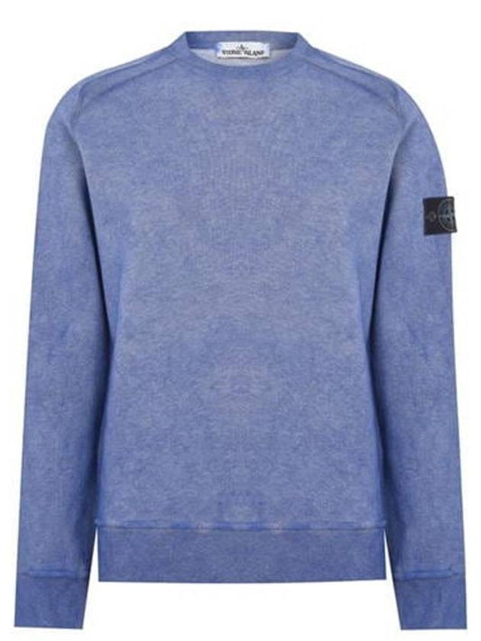 Men's Crew Neck Cotton Sweatshirt Blue Melange - STONE ISLAND - BALAAN 2
