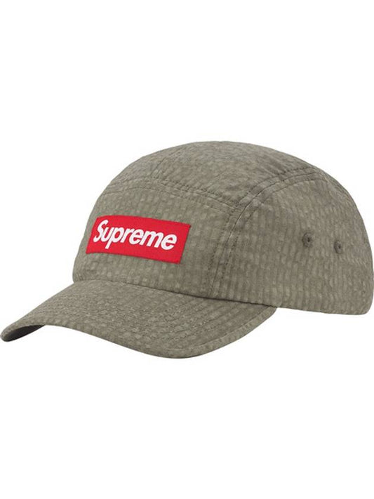 Washed Seersucker Camp Cap Taupe - SUPREME - BALAAN 1