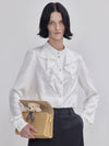 pleated detail satin blouse white - LIE - BALAAN 1