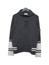 Men's Wappen Patch Hooded Knit Top Grey - STONE ISLAND - BALAAN 2