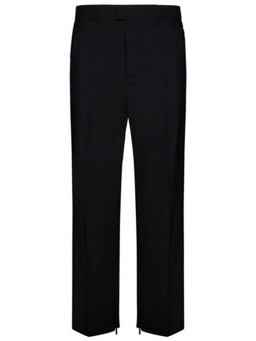 Zipper Wool Slim Straight Pants Black - OFF WHITE - BALAAN 1