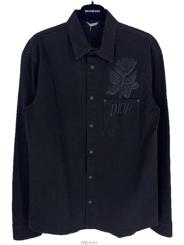 Foxton Tonal Flower Over Long Sleeve Shirt Black - DIOR - BALAAN 2