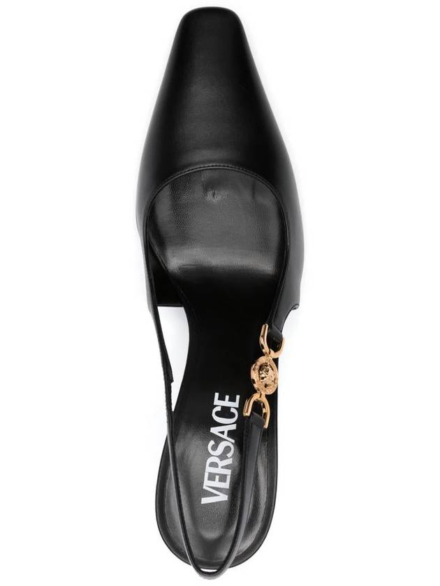 Medusa Detail Calf Leather Slingback Heels Black - VERSACE - BALAAN 5