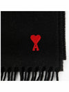 Small Heart Logo Classic Wool Scarf Black - AMI - BALAAN 3