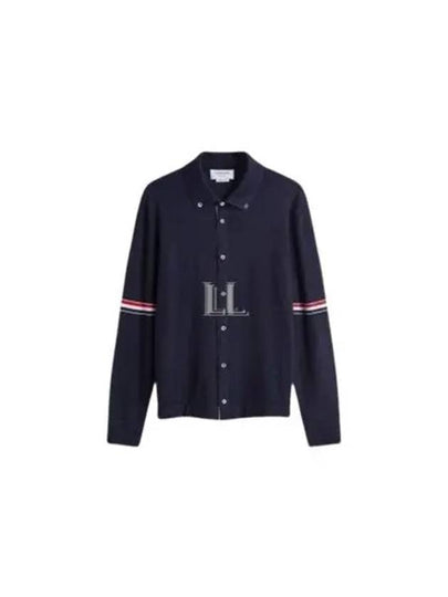 Merino Wool Armband Long Sleeve Shirt Navy - THOM BROWNE - BALAAN 2