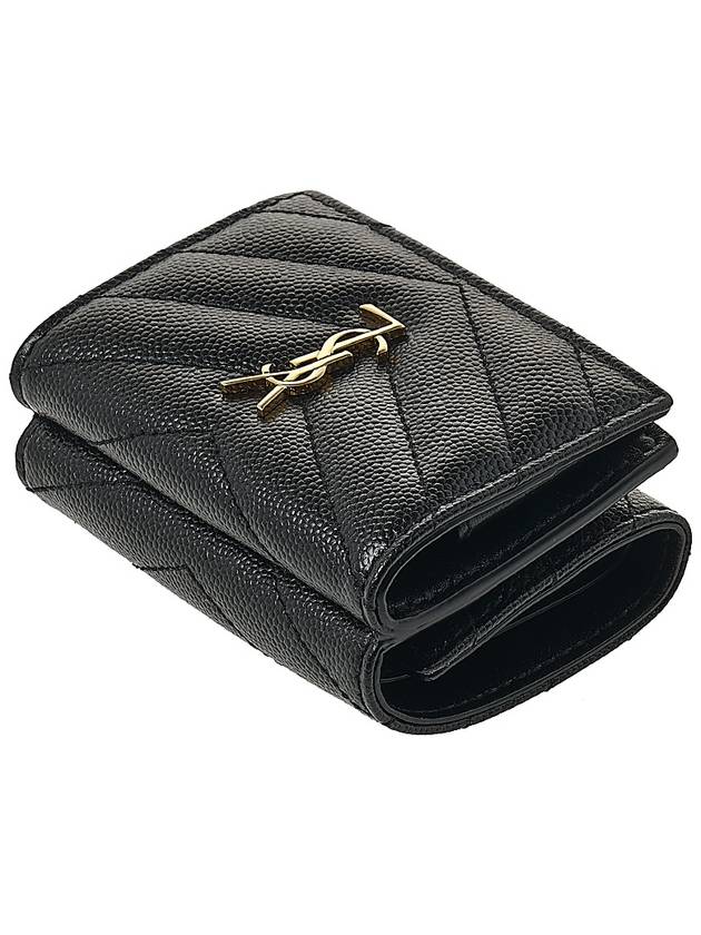 Monogram Quilted Mini Half Wallet Black - SAINT LAURENT - BALAAN 5