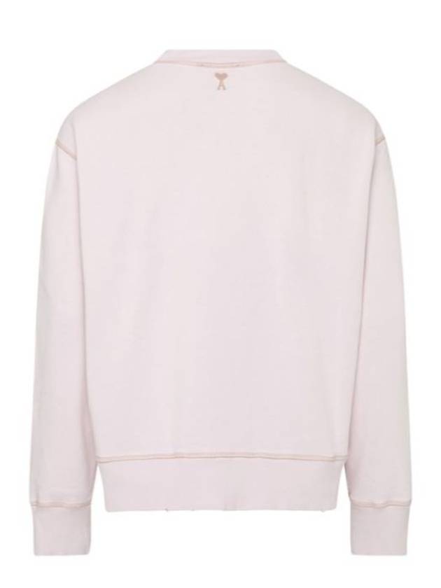 Embroidery Logo Crew Neck Sweatshirt Pink - AMI - BALAAN 4