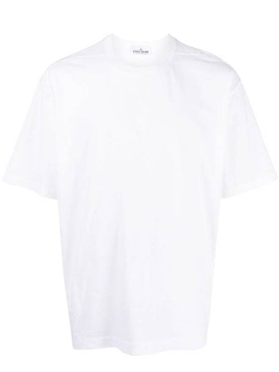 Fissato Effect Compass Embroidery Logo Short Sleeve T-shirt White - STONE ISLAND - BALAAN 2