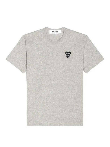 Men's Double Black Heart Waffen Short Sleeve T Shirt P1 T296 1 Grey - COMME DES GARCONS - BALAAN 1