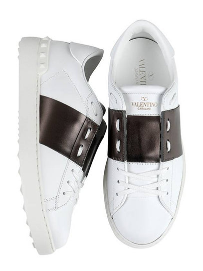 Rockstud Hidden Open Low Top Sneakers White Ruthenium - VALENTINO - BALAAN 2