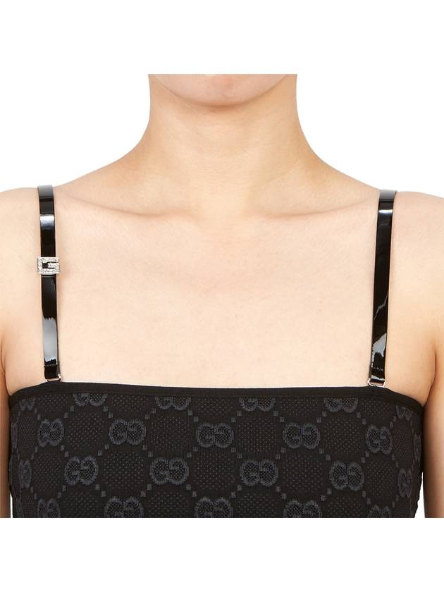 Women's Double G Jacquard Sleeveless Black - GUCCI - BALAAN 7