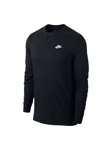 Men's NSW Club Long Sleeve T-Shirt Black - NIKE - BALAAN 1