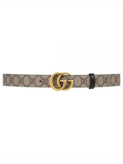 GG Marmont Supreme Canvas Leather Reversible Belt Beige Black - GUCCI - BALAAN 2