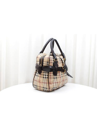 PVC Classic Check Gold Buckle Brown Leather Tote Bag - BURBERRY - BALAAN 2