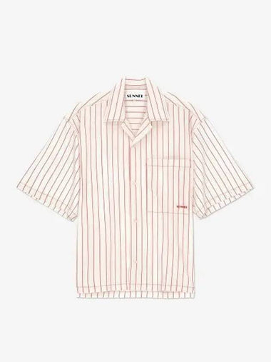 Stripe Short Sleeve Shirt Off White Red - SUNNEI - BALAAN 1