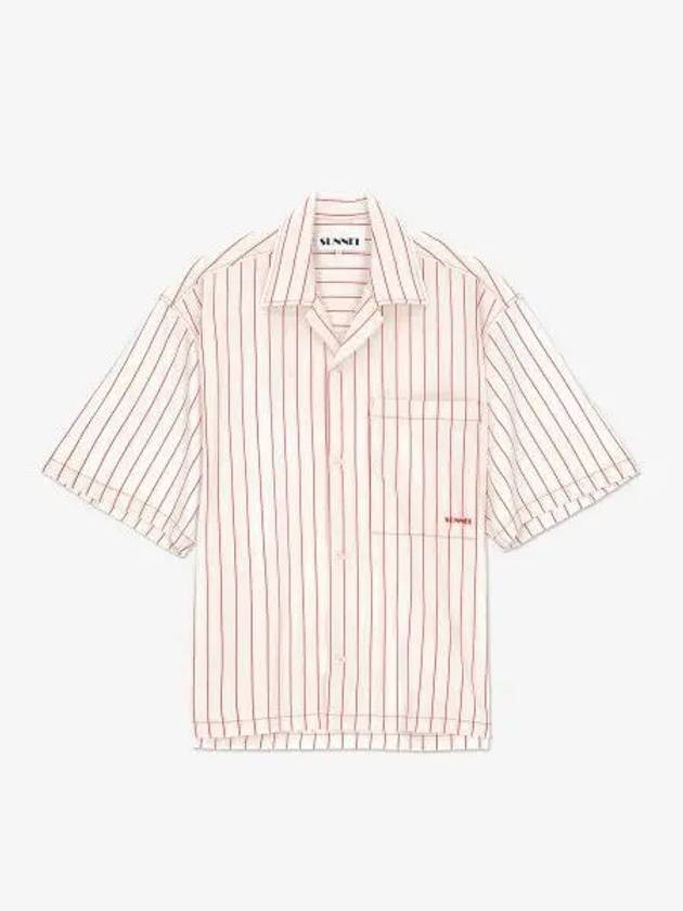 Stripe Short Sleeve Shirt Off White Red - SUNNEI - BALAAN 2