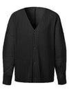 V neck long sleeve pleated cardigan black - MONPLISSE - BALAAN 1