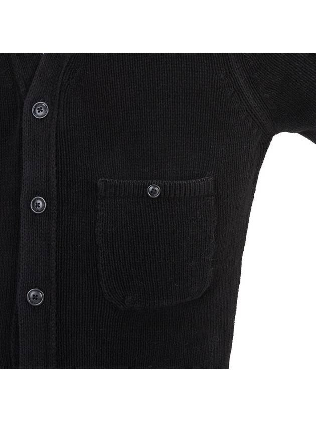 Cotton Chenille Buttoned Cardigan Black - CP COMPANY - BALAAN 8