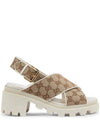 Monogram Print Open Toe Sandals Beige - GUCCI - BALAAN 1