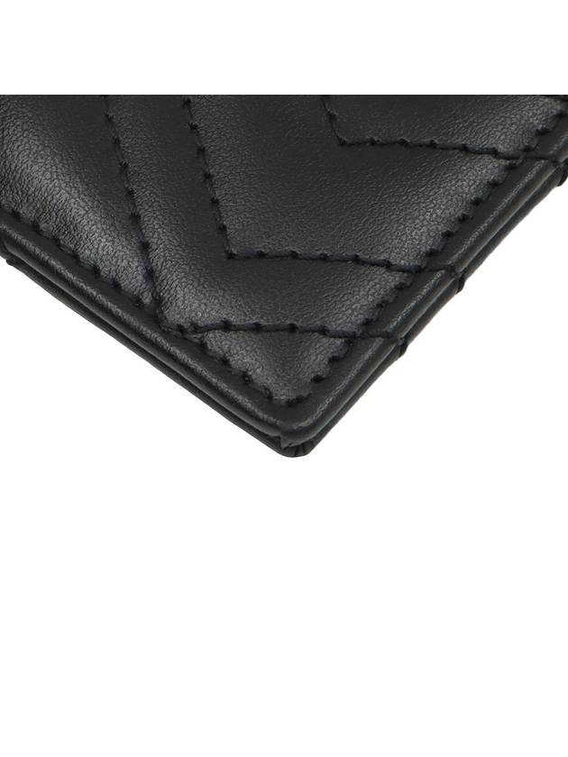 Black matelass chevron leather gold plated GG Marmont card wallet 443127 - GUCCI - BALAAN 7