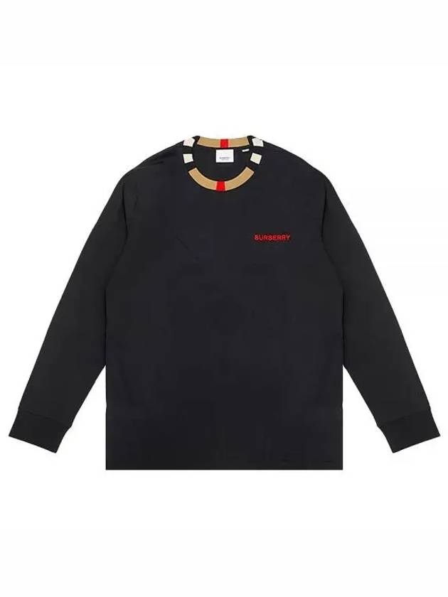 Check Collar Long Sleeve T-Shirt Black - BURBERRY - BALAAN 2