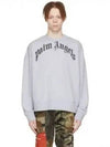 GD Curved Logo Crew Sweatshirt Grey - PALM ANGELS - BALAAN 2