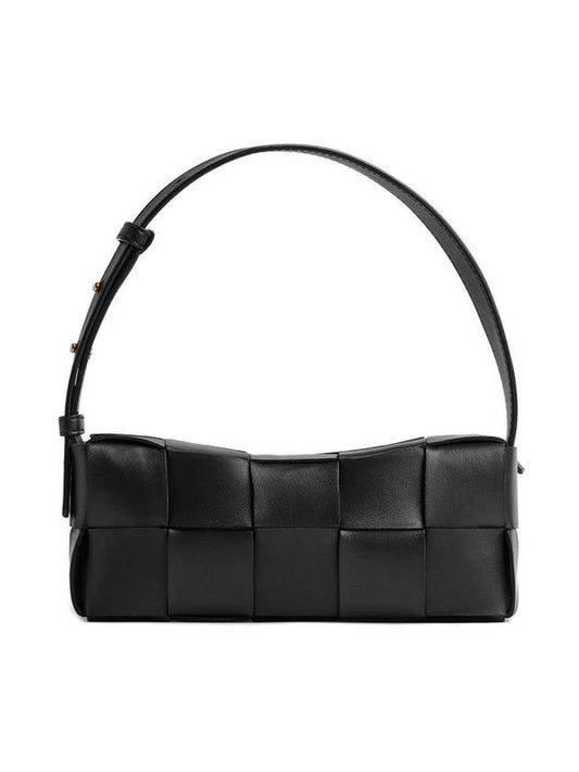 Brick Cassette Intrecciato Small Shoulder Bag Black - BOTTEGA VENETA - BALAAN 1