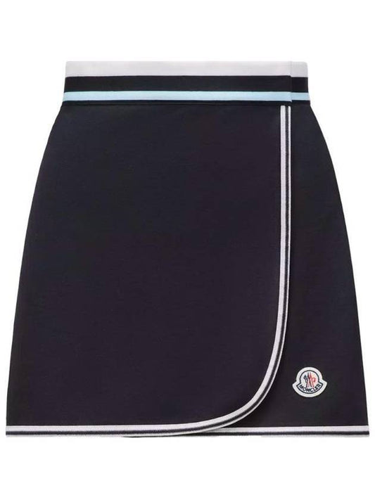 Logo Patch Wrap A Line Skirt Night Blue - MONCLER - BALAAN 1