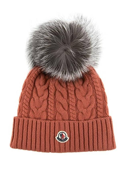 Pom Pom Beanie Pink Beige - MONCLER - BALAAN.