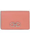 Gancini Leather Card Wallet Coral - SALVATORE FERRAGAMO - BALAAN 2