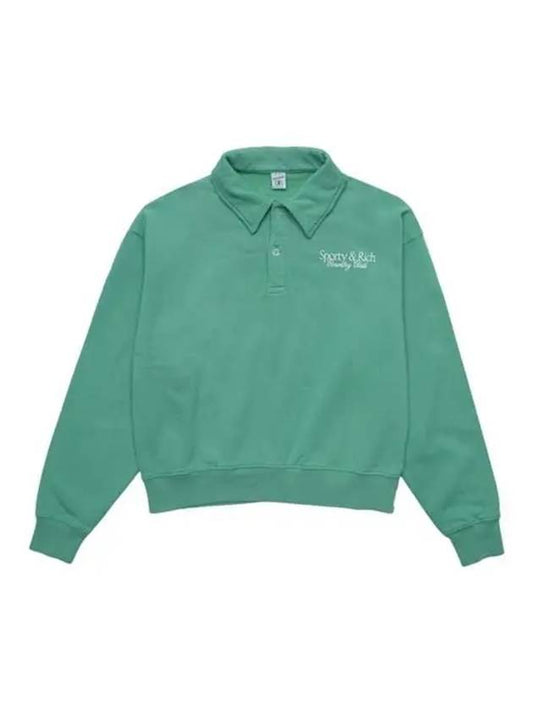 Country Club Long Sleeve Cotton Polo Shirt Green - SPORTY & RICH - BALAAN 2