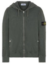 Men's Garment Dyed Malfile Zip Up Hoodie Dark Green - STONE ISLAND - BALAAN 1