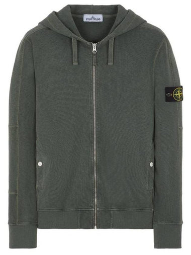 Men's Garment Dyed Malfile Zip Up Hoodie Dark Green - STONE ISLAND - BALAAN 1