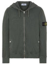 Men's Garment Dyed Malfile Zip Up Hoodie Dark Green - STONE ISLAND - BALAAN 1