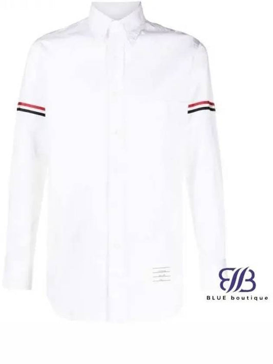 Men's Poplin Grosgrain Armband Classic Long Sleeve Shirt White - THOM BROWNE - BALAAN 2