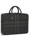 Check Print Leather Brief Case Charcoal - BURBERRY - BALAAN 5